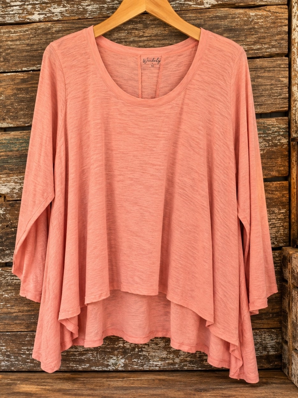 Wonderly Women’s 1X NWT Coral Pink Oversized High Low Tunic Top